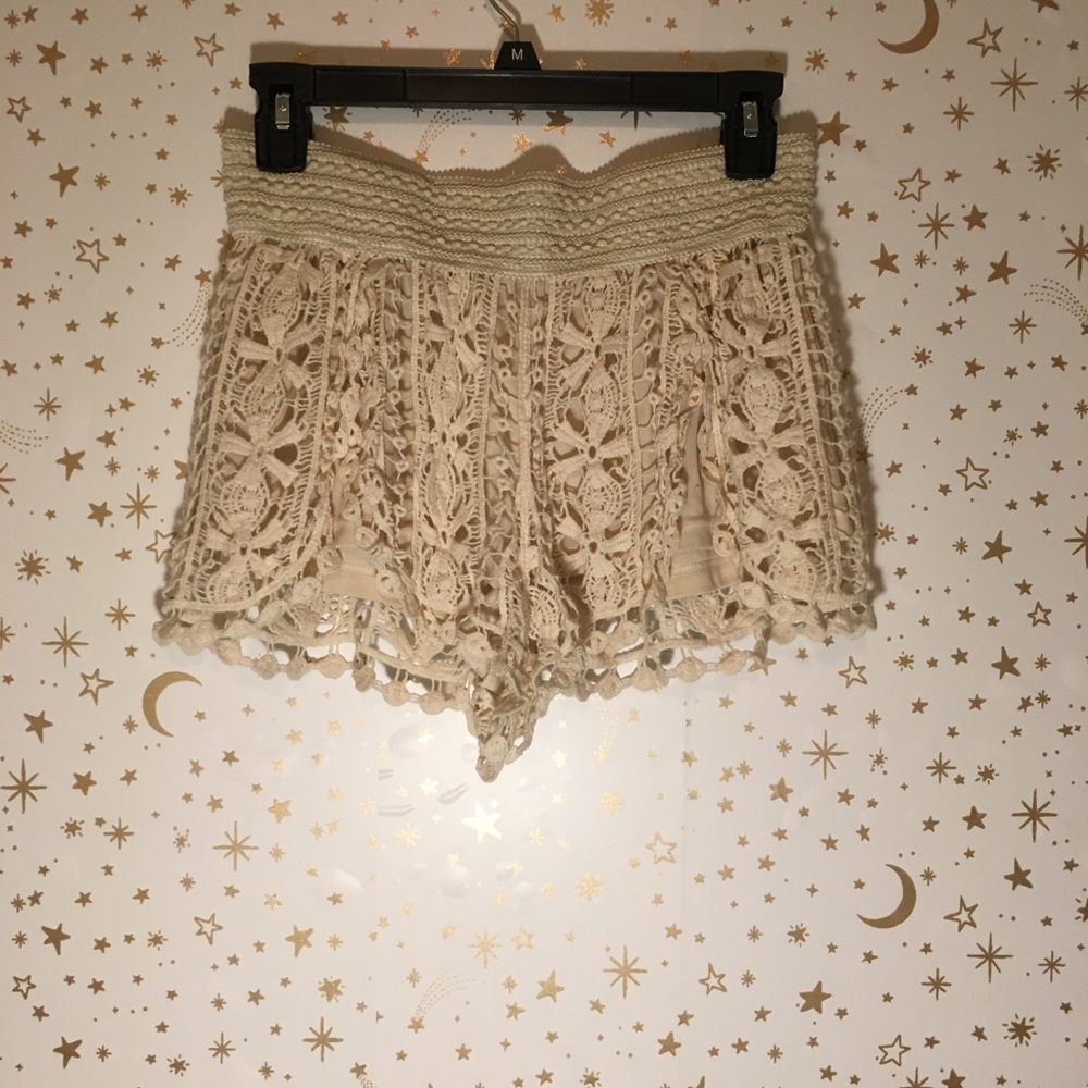 Woven lace beach cover up shorts